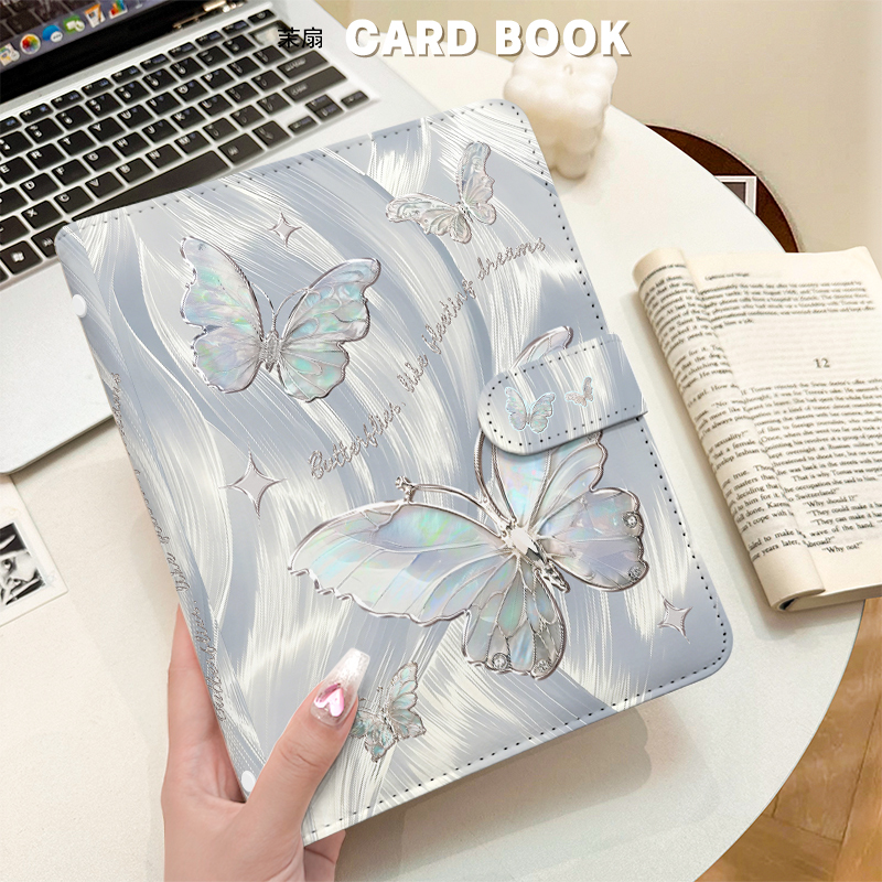 Kpop Photo Card Binder 3 Inch - Pengikat Kartu A5 Kupu-kupu Warna-warni Perak
