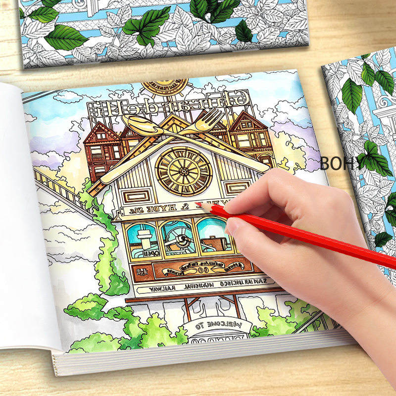 Adult Coloring Book Stress Relief - 1 Buku Mewarnai Bertema Perjalanan Waktu,