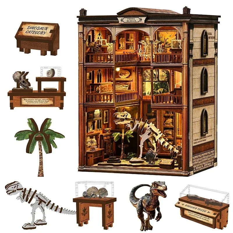 Kit Rak Buku DIY, Miniatur Rum - Diy Wooden Book Nook Kit Shelf Insert ulasan dan harga