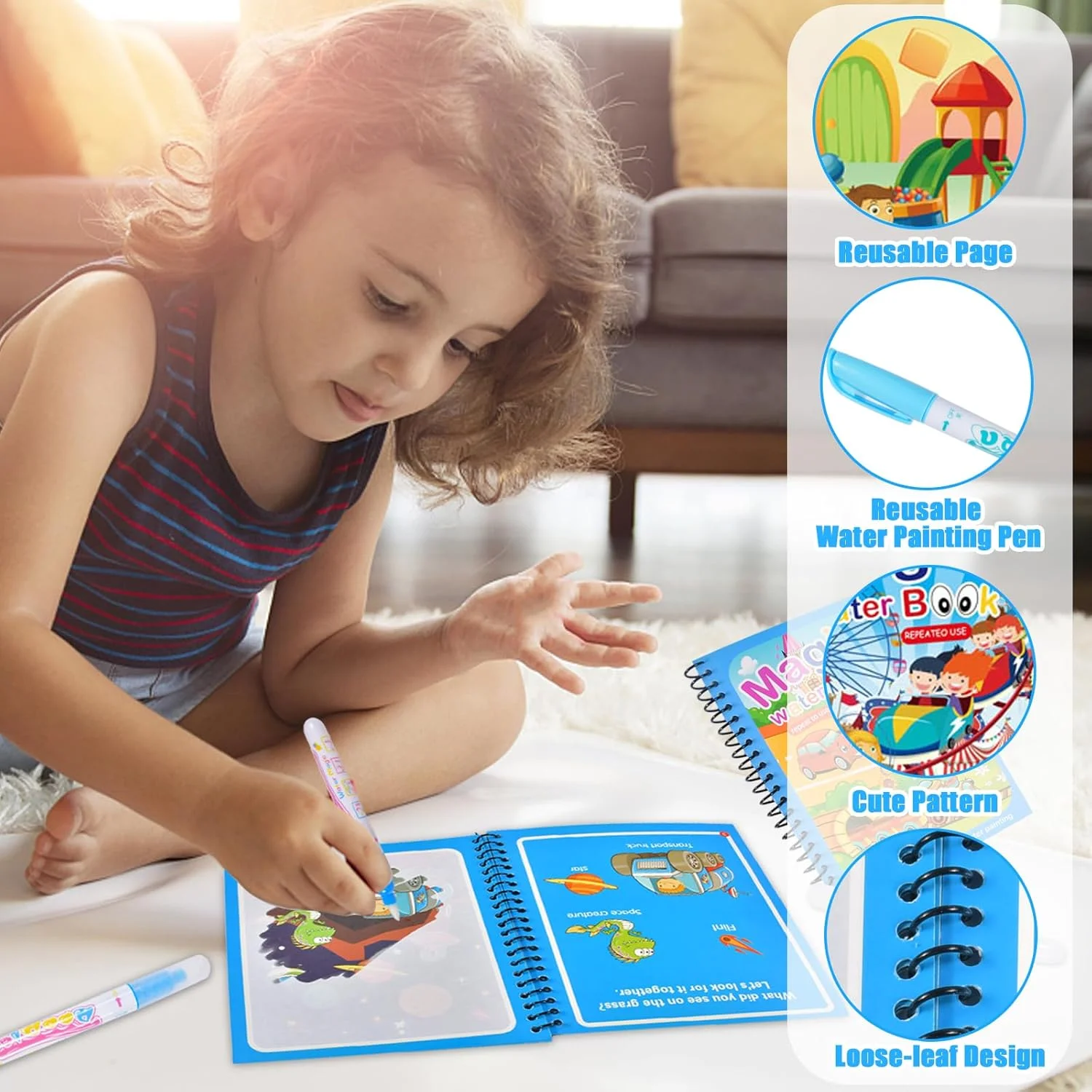 Buku Mewarnai Montessori yang  - Reusable Water Magic Coloring Book ulasan dan harga